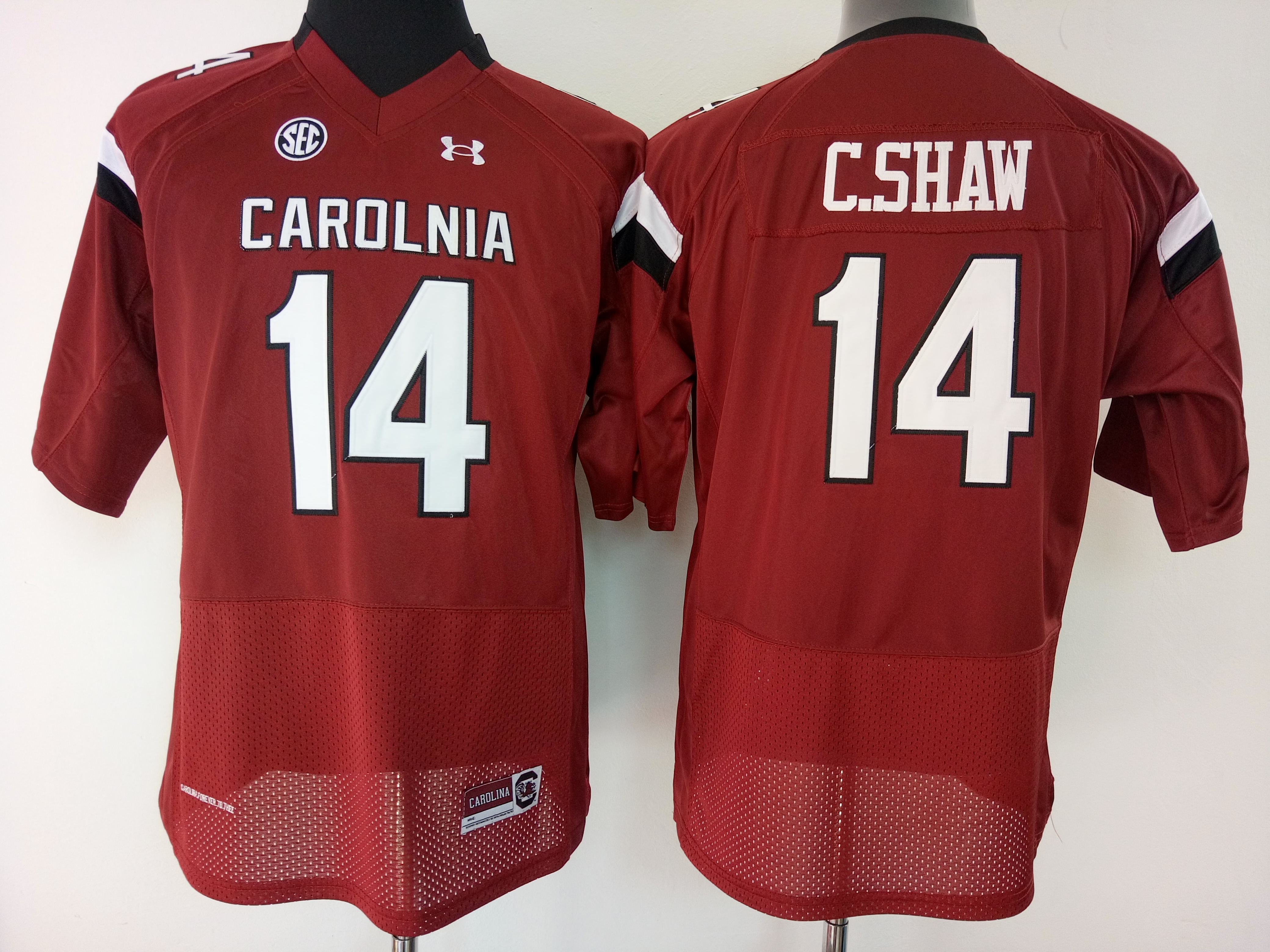 NCAA Womens South Carolina Gamecock Red #14 C shaw jerseys